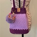 New M’Artsy motif Two Tone Purple Crochet Bucket Shoulder Bag Purse w/ Owl Charm Photo 0