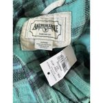 American Eagle NWT  Green Plaid Button Front Cropped Flannel Top Women’s Small Photo 3