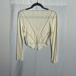 Urban Outfitters Ivory Ribbed Corset Hem Long Sleeve Top Women’s Size S Photo 1