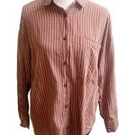 CALIA By Carrie Underwood Linen Blend Collared Shirt Button Front Small Brown Photo 0
