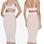 ANINE BING Julian Ribbed Knit Midi Skirt in Ivory and Camel Size Small Bodycon Photo 4