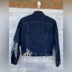 Goldsign The Pleat Cropped Denim Jacket size medium Blue Photo 5