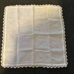 His and Hers Vintage White Lace Trim Handkerchief Photo 1