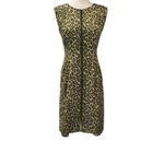 Lafayette 148 New York Size Small Sleeveless Zip Front Olive Animal Print Dress Photo 2