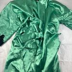 Frederick's of Hollywood Fredricks small green silky satin black lace beauty robe Photo 2