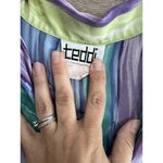 VTG Teddi Shirt Large Top Short Sleeve 70’s Purple Blue Stripe Blouse Vintage Photo 3