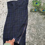 ZARA  Plaid Green/Blue Side Zippers Strapless Dress Photo 2