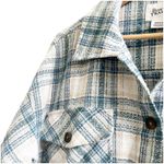 Boston Traders  Women’s Plaid Shacket Button Front Size Medium Blue White Pockets Photo 7