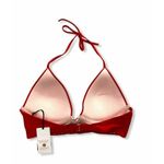 Women's Elastic Trim Triangle Bikini Top Shade & Shore Red size 38D Halter New Photo 2