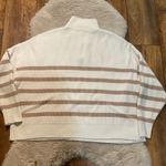 Mango MNG Sweater Size Medium 1/4 Zip Cream Tan Stripe Womens Photo 7