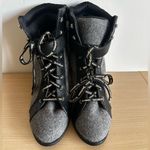 Juicy Couture  Jessi Grey Boots Women's size 9.5 Lace-up side zipper black bootie Photo 1