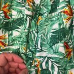 Taxi Green and White Tropical Floral Cropped Peasant top size Medium Photo 4