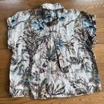 Elie Tahari Tropical Linen Button Down SZ XS Boho Crop Boxy Tropical Vacation Photo 1