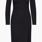 Wilfred Aritzia  Black Palm Dress Ling Sleeve Knit Midi Slit Twist Front Size M Photo 0