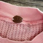 Free People WOMEN'S PINK LONG LACE-UP SLEEVE TASHA THERMAL COTTON TOP Sz small Photo 6