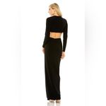 Mac Duggal  NWT Black Long Sleeve‎ Cutout Detail High Slit Jersey Gown Size 0 Photo 1