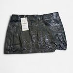 ZARA NWT Trafaluc Mini Skirt Faux Leather Women M Black Shine Back Zipper Photo 1