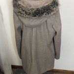 a.n.a faux fur trimmed tan wool pea coat size XL Photo 3