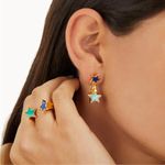 Zimmermann NWOT  Gold Star Earrings with Blue and Green Photo 2