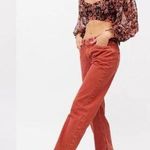 BDG  Adalyn High Waisted Cowboy Jean Split Hem Women's Size 26 Red Denim Bohemian Photo 2