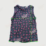 Piamita Loulou Graphic Crown Print Silk Sleeveless Blouse Red Black Large Luxury Photo 3