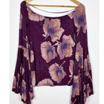 We The Free Birds Of Paradise Printed Flared Sleeve Top Boho Off the Shoulder M Photo 1