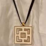 Trina Turk ๐๐ Black & Gold Logo Pendant Necklace Photo 2