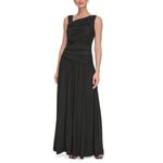 DKNY  Sparkly Knit Sleeveless Ruched Long A-Line Formal Gown Black Size 10 Photo 10