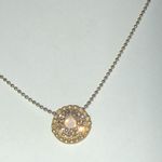 Gold Tone Dainty Pink CZ Rhinestone Boho Pendant Necklace Photo 2