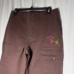 Sundance NEW  Women’s Embroidered Cargo Pants 6 Dark Brown Boho Cotton Stretch Photo 2
