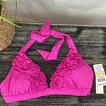 Kenneth Cole  Hot Pink Ruffle Padded Swim Bikini Bathing Suit Top NEW M Photo 1