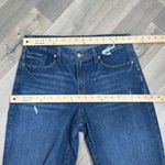 EXPRESS  Tuliped Zig Zag Raw Hem Mid Rise Crop Boyfriend Jeans Blue Size 8 Photo 9