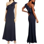 Lulus  Forever Ruffle One Shoulder Trumpet Dress Navy XL Sexy Cruise Date Night‎ Photo 3