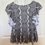 Altar'd State Altar’d State Womens Size XS Top Blouse Black White Snake Skin Photo 4