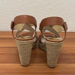 Michael Kors Michael Giovanna Wedge Luggage Color Brown Leather Sandals Size 8 Photo 5