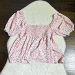 In February Pink Floral Lace Trim Top White Size M Photo 4