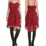 Royal Bones Red & Black Feather High-Low Dress Photo 0