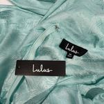 Lulus Stunning Moment Light Blue Satin Jacquard‎ Long Sleeve Mini Dress MEDIUM Photo 11