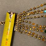 Multi Strand Beaded Necklace Gold Tone Metal, Turquoise, Green & Amber By Sequin Blue Photo 7