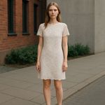 ZARA Women's White Lace Shift Dress Short Sleeve Size M Formal‎ Photo 4