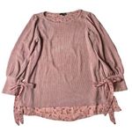 Suzanne Betro  Womens Sweater Blush Pink Chenille Layered Side Tie Pullover Sz 1X Photo 0