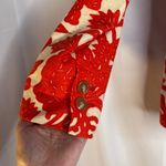 Ann Taylor Loft 100% Linen Orange Floral Single Breasted 2 Button Blazer Size 0 Photo 4