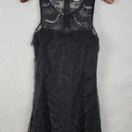 TCEC Women Dress Size M Black Eyelash Scallop Lace Sleeveless Open Back Cocktail Photo 0