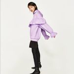 ZARA NWOT Lavender Ruffle Oversized Hooded Jacket with Circle Pull Zipper Photo 1