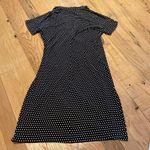 Norma Kamali  Baby Polka Dot Faux
Wrap Slinky S/S Dress Black & White Sz LARGE Photo 10