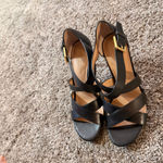NWOT Lauren Ralph Lauren Gisella Burnished Black Leather Strappy Heel Sandals 8 Photo 8