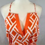 Mud Pie  orange and white geometric print vneck racerback dress size medium NWT Photo 3