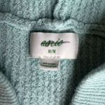 Aerie  Hoodie Medium Waffle Knit Blue V Neck Oversized Chunky Stretch Lounge Cozy Photo 6