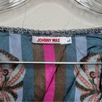 Johnny Was Aran Georgia 100% Silk Floral Boho Ruched Sleeves Tassel Trim Top Photo 6