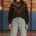 The Great. Bobble Chevron Pom Pom Sweater S Blue Photo 7